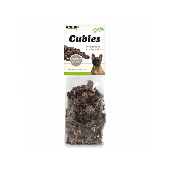 Friandises Cubies 99 % viande (Nouvelle variété Poumon de bœuf)