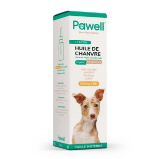 -20% Huile de chanvre (CBD) 100 % naturelle à spectre complet pour chiens moyens - 10 ou 50 ml