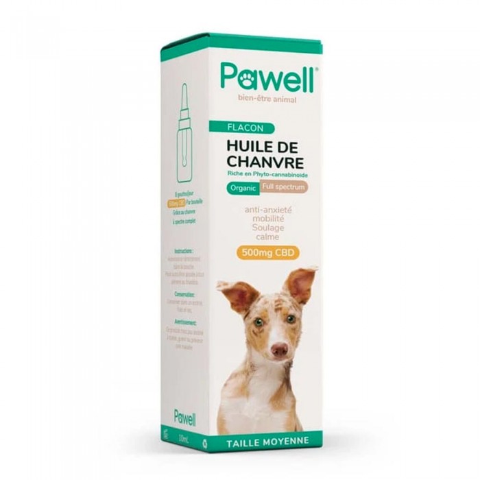 -20% Huile de chanvre (CBD) 100 % naturelle à spectre complet pour chiens moyens - 10 ou 50 ml