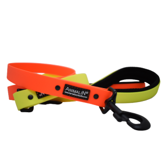 Laisse Animalin® Fluo 150 cm – 2 larg./2 couleurs – Mousq. noir