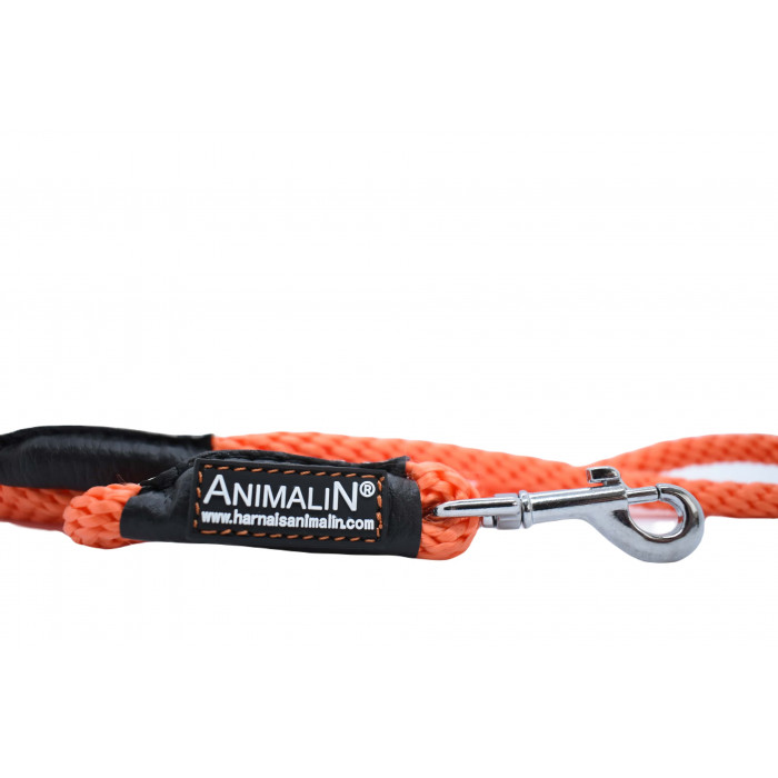 Laisse Corde Animalin® Orange 1,2 m  – 3 diam. – Mousqueton noir ou inox