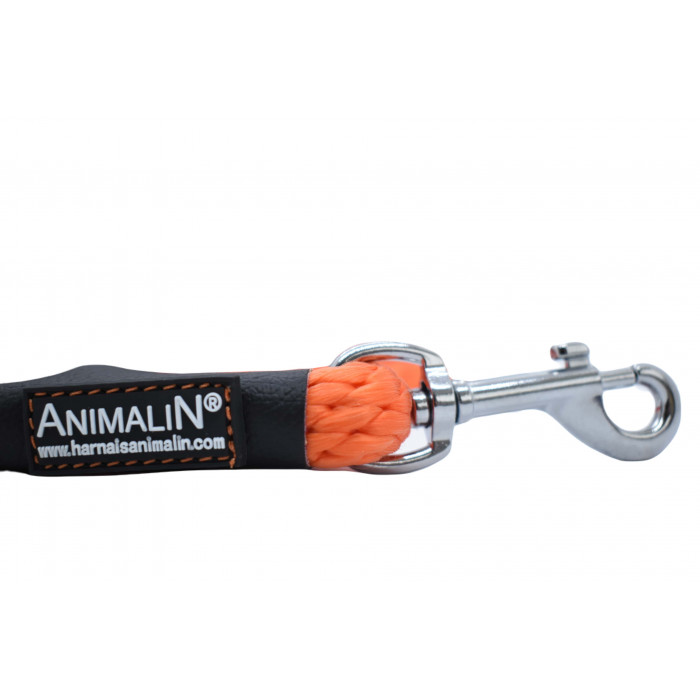 Laisse Corde Animalin® Orange 1,2 m  – 3 diam. – Mousqueton noir ou inox