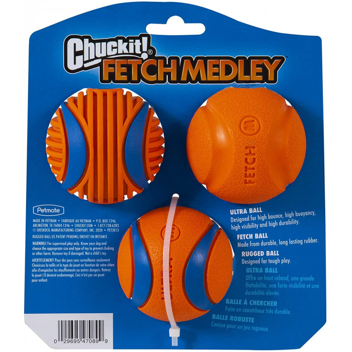 Combo Chuckit! Lot de 3 balles (3-Pack Fetch Medley)