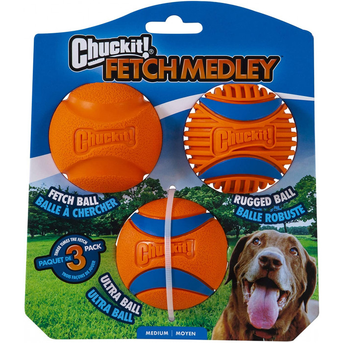 Combo Chuckit! Lot de 3 balles (3-Pack Fetch Medley)