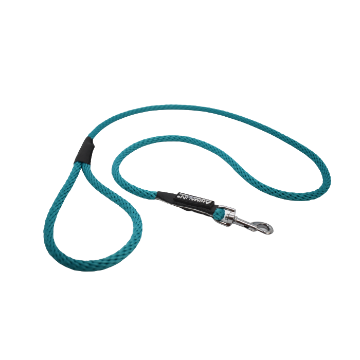 Laisse Corde Animalin® Turquoise 1,2 m  – Diam. 14 mm – Mousqueton noir ou inox