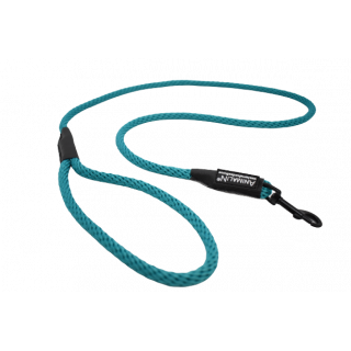 Laisse Corde Animalin® Turquoise 1,2 m  – 3 diam. – Mousqueton noir ou inox