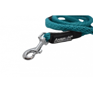 Laisse Corde Animalin® Turquoise 1,2 m  – Diam. 14 mm – Mousqueton noir ou inox