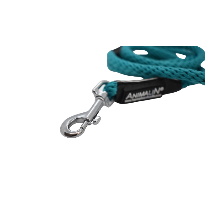 Laisse Corde Animalin® Turquoise 1,2 m  – Diam. 14 mm – Mousqueton noir ou inox
