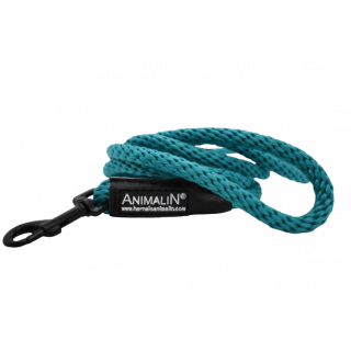 Laisse Corde Animalin® Turquoise 1,2 m  – 3 diam. – Mousqueton noir ou inox