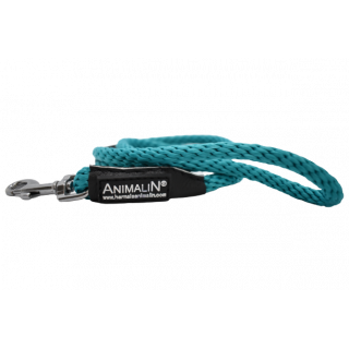 Laisse Corde Animalin® Turquoise 1,2 m  – Diam. 14 mm – Mousqueton noir ou inox