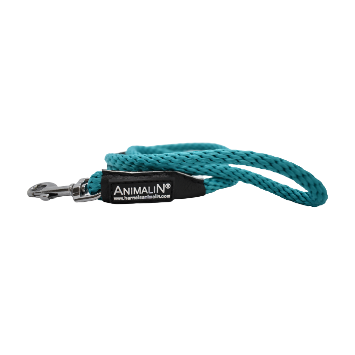 Laisse Corde Animalin® Turquoise 1,2 m  – Diam. 14 mm – Mousqueton noir ou inox