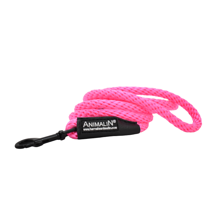 Laisse Corde Animalin® Rose 1,2 m  – Diam. 14 mm – Mousqueton noir ou inox
