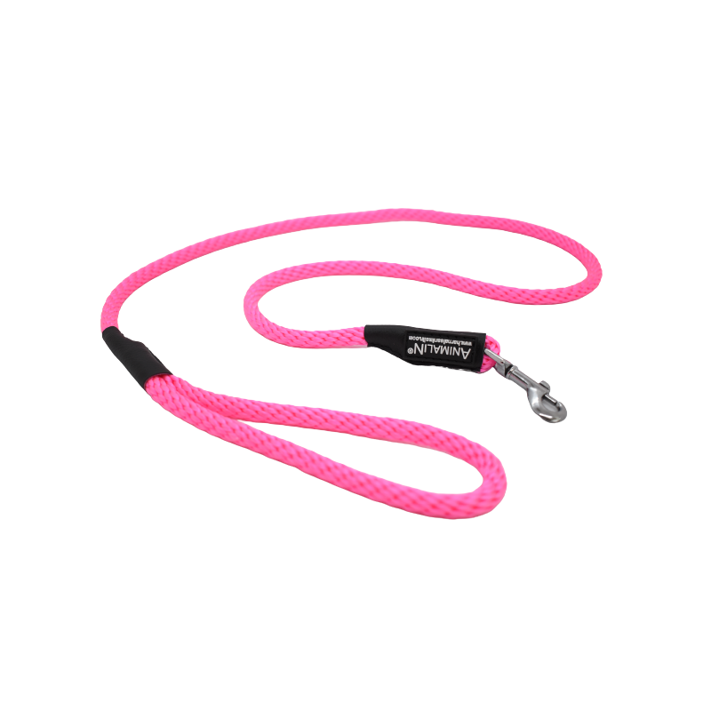 Laisse Corde Animalin® Rose 1,2 m  – Diam. 14 mm – Mousqueton noir ou inox