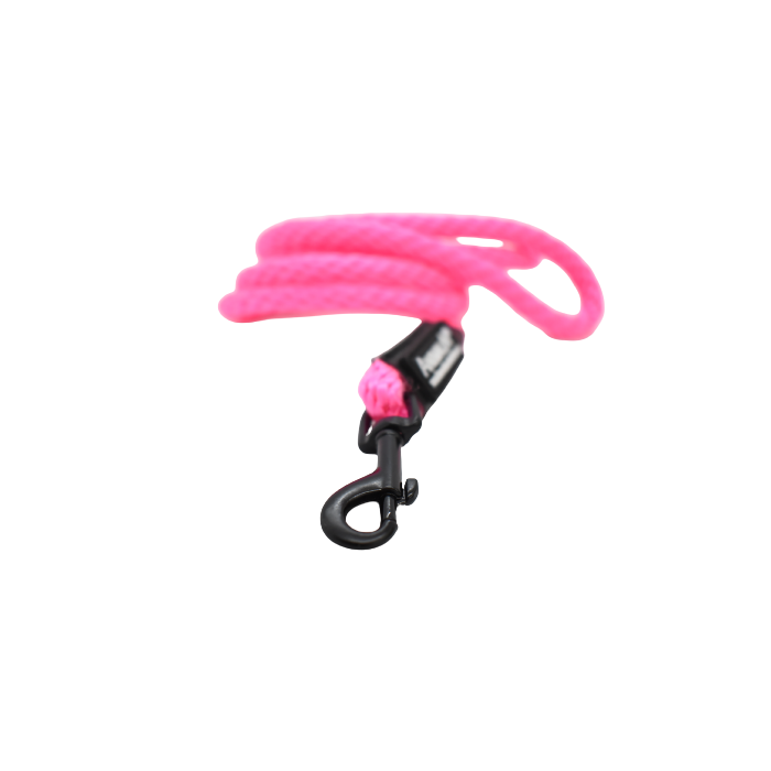 Laisse Corde Animalin® Rose 1,2 m  – Diam. 14 mm – Mousqueton noir ou inox