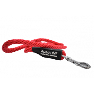 Laisse Corde Animalin® Rouge 1,2 m  – 3 diam. – Mousqueton noir ou inox