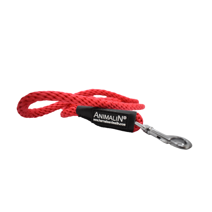 Laisse Corde Animalin® Rouge 1,2 m  – Diam. 14 mm – Mousqueton noir ou inox