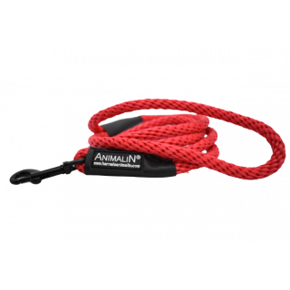 Laisse Corde Animalin® Rouge 1,2 m  – Diam. 14 mm – Mousqueton noir ou inox
