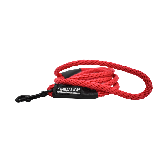 Laisse Corde Animalin® Rouge 1,2 m  – Diam. 14 mm – Mousqueton noir ou inox