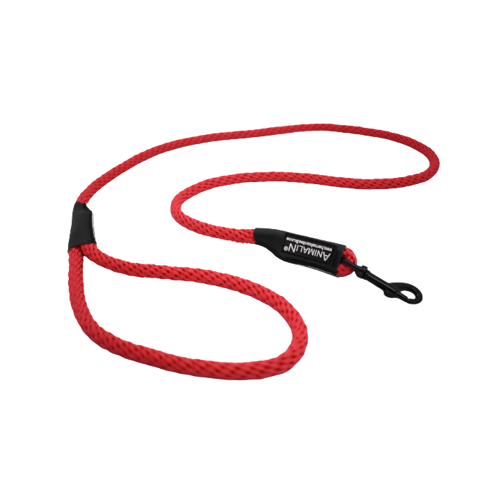 Laisse Corde Animalin® Rouge 1,2 m  – Diam. 14 mm – Mousqueton noir ou inox