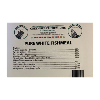 Farine de poisson – Hydratation et appétence – 1 kilo (Greenheart Pure White Fish Meal)