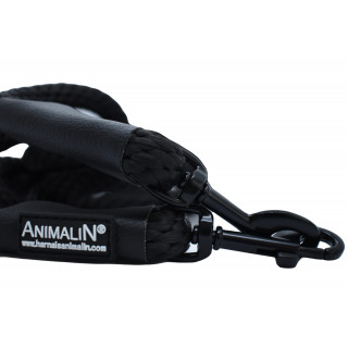 Animalin® : Laisse Double connexion Mousq. noir - 190 cm – 3 diamètres/5 coloris