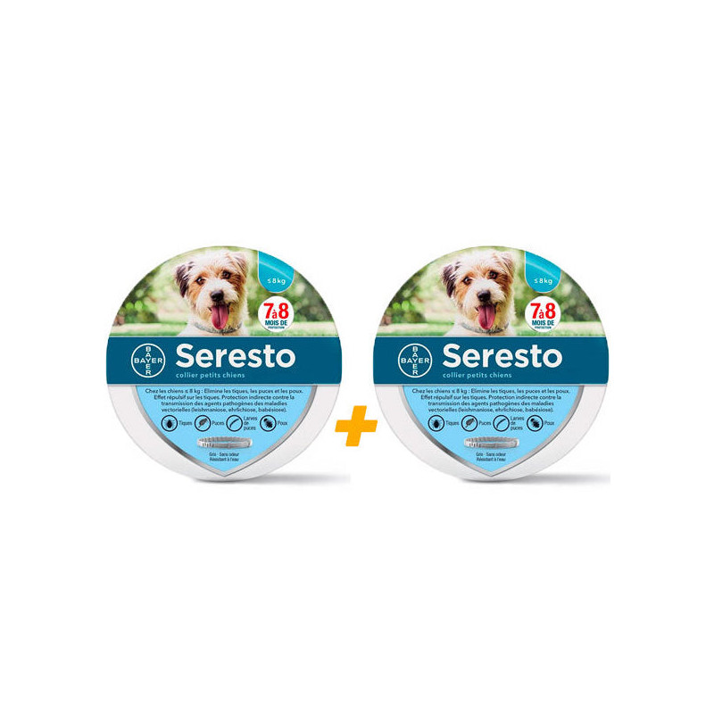 Lot de 2 Seresto Collier anti-puces et anti-tiques pour petits et grands chiens (8 mois de protection)