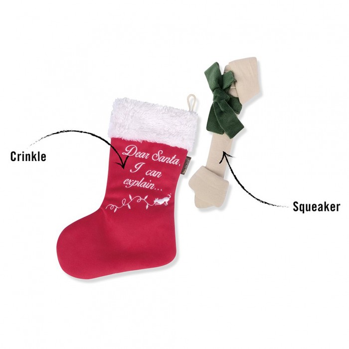 Botte de Noël avec os en tissu (Merry Woofmas Good Dog Stocking)