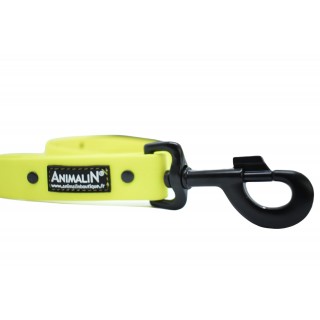 Laisse Animalin® PVC – Mousq. noir – 150 cm – 2 larg./Jaune fluo