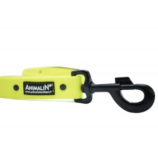 -15% Laisse Animalin® PVC - Mousq. noir - 150 cm – 2 larg./Jaune fluo