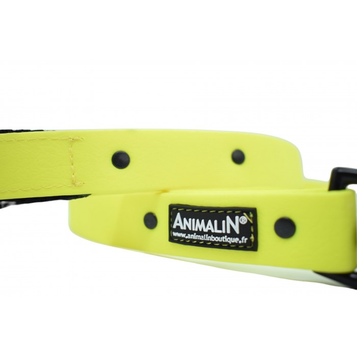 Laisse Animalin® PVC – Mousq. noir – 150 cm – 2 larg./Jaune fluo