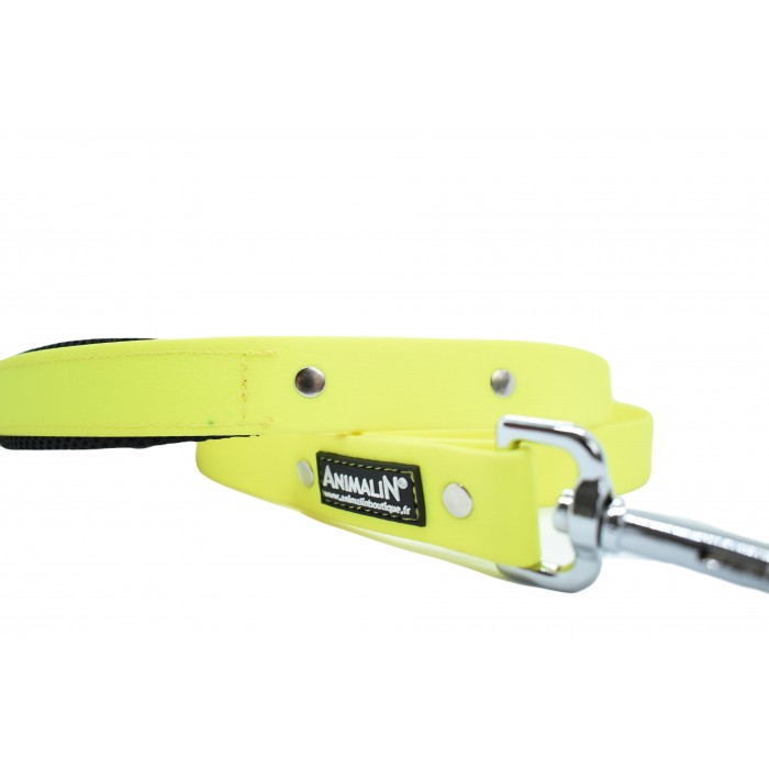 Laisse Animalin® PVC – Mousq. Inox – 150 cm – 2 larg./ Jaune Fluo