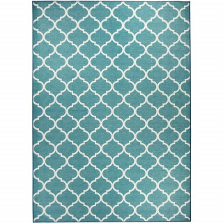 -35% Tapis de maison pratique, lavable, anti-taches – Dim. 150 x 210 cm (Moroccan Teal Area Rug)