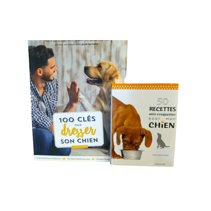 Le Kit 2 livres Ed. Larousse: 100 clés pour dresser son chien + 50 recettes anticroquettes pour mon chien