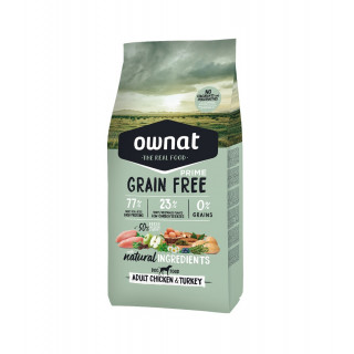 Croquettes OWNAT Sans céréales – Poulet & Dinde – Chiens adultes (Sac de 12 kilos)