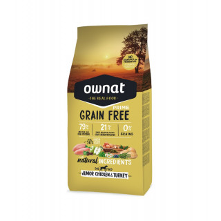 Croquettes OWNAT Sans céréales – Poulet & Dinde – Chiens JUNIORS (sac de 12 kilos)