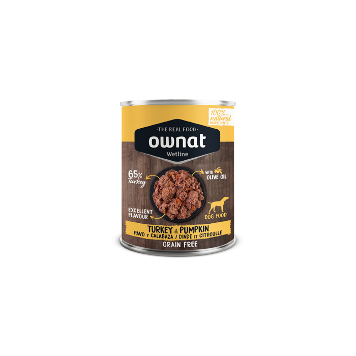 Aliment humide Dinde & Courge (OWNAT Wetline – Boîte de 395 g)