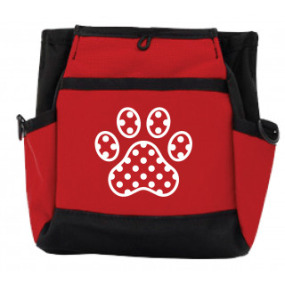 Pochette Rapid Reward “Paw Print” Impression Patte rouge & Pois blancs