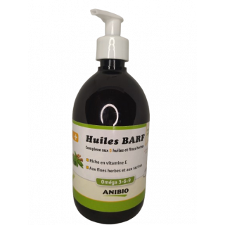 Huiles BARF – Complexe aux 5 huiles et fines herbes (500 ml)