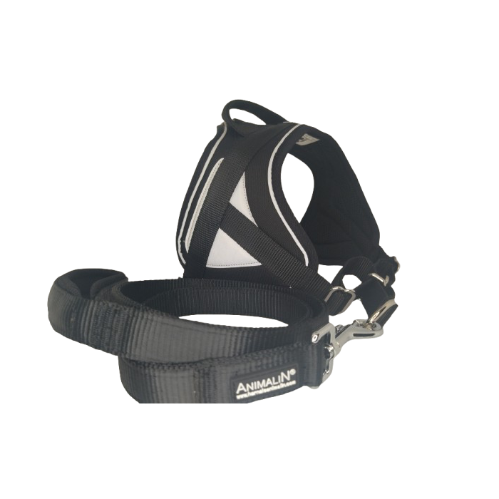 -10% Kit Sellerie – Harnais Reflex Noir + Laisse renforcée ANIMALIN