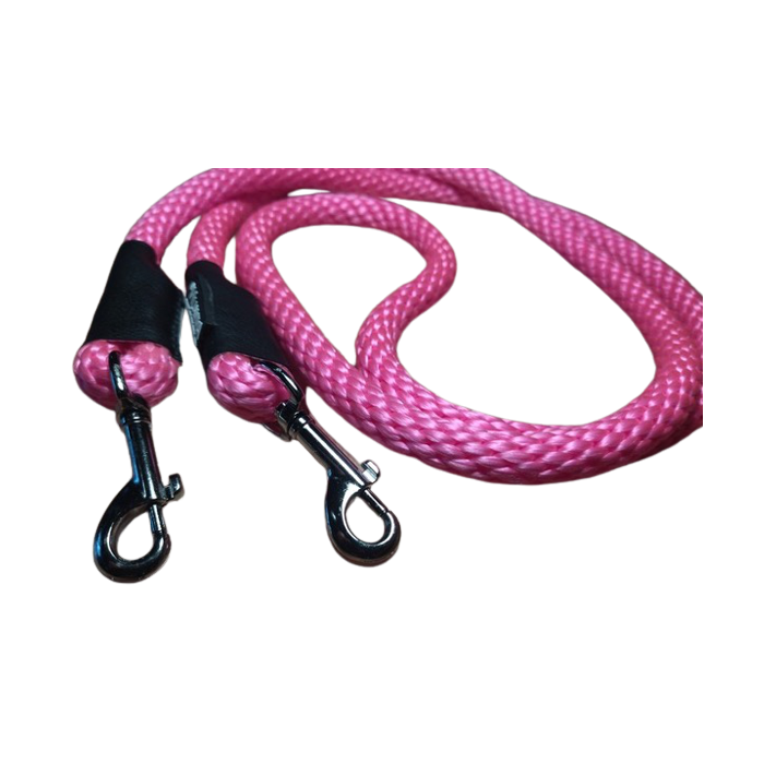 Laisse double connexion Animalin rose inox