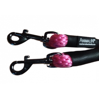 -40% Laisse Double connexion Mousq. Noir - 190 cm – 2 diam./Coloris Rose