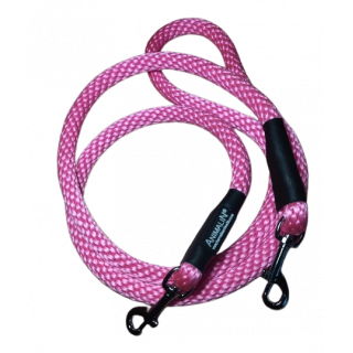 -40% Laisse Double connexion Mousq. Noir - 190 cm – 2 diam./Coloris Rose