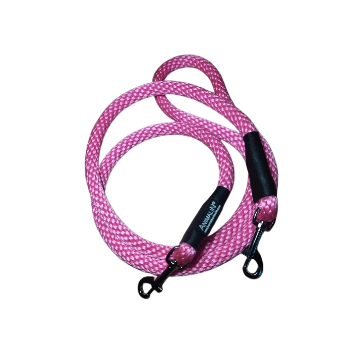 -40% Laisse Double connexion Mousq. Noir - 190 cm – 2 diam./Coloris Rose