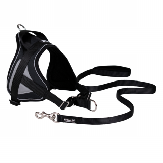 15% Kit Sellerie – Harnais Reflex Noir + Laisse ANIMALIN