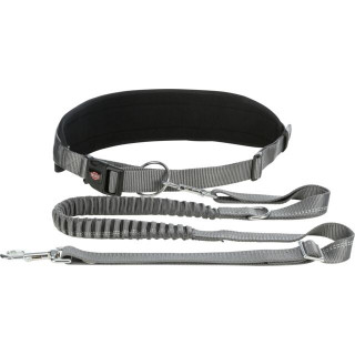 Ceinture + Laisse réglables (Coloris Gris-Noir / 70-130 cm)