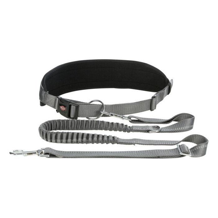 Ceinture + Laisse réglables (Coloris Gris-Noir / 70-130 cm)