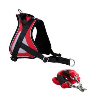 -10% Kit Sellerie – Harnais Reflex Rouge + Laisse Double Connexion ANIMALIN