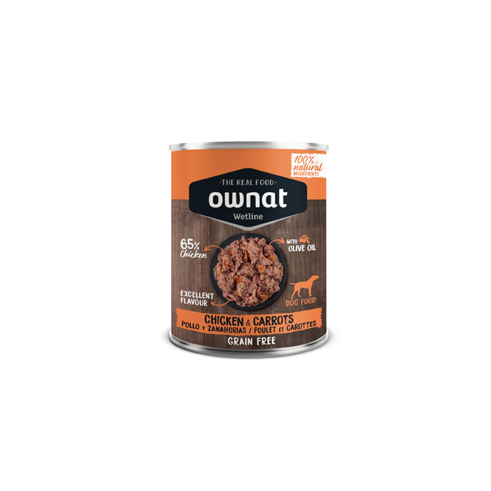 Lot de 3 boîtes humides Ownat Poulet et Carottes (3x395 g/1 boîte gratuite)
