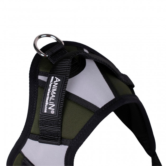 -10% Kit Harnais Animalin® REFLEX PLUS Kaki + Laisse Renforcée ANIMALIN 120 cm (4 tailles)