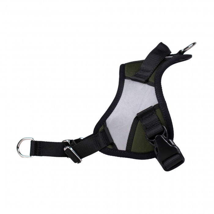 -10% Kit Harnais Animalin® REFLEX PLUS Kaki + Laisse Renforcée ANIMALIN 120 cm (4 tailles)